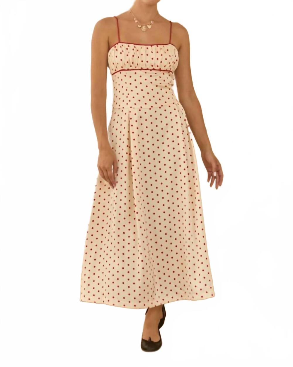 NEW SKIES ARE BLUE polka dot midi dress in white & red
